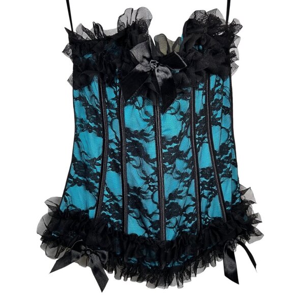 Torrid Bustier Corset 0/12 Bow Satin Ruffle Coquette Romantic Date Streetwear - Picture 1 of 11